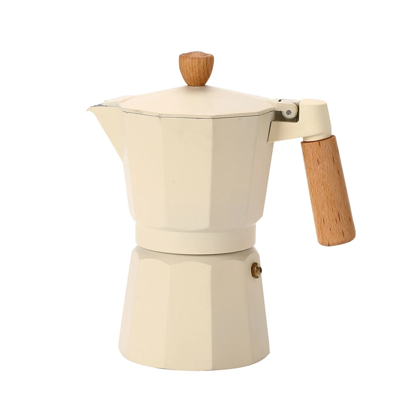 

Italian Wooden Handle Mocha Coffee Pot Seiko Octagonal Aluminum Pot Boiled Drip Filter Pot Coffee Utensils