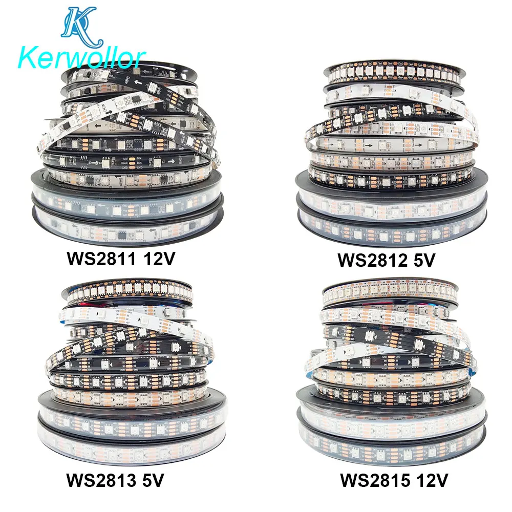 

WS2812B WS2811 WS2815 WS2813 Smart RGB Pixel LED Strip WS2812 Individually Addressable 30/60/144Leds/M Tape Light DC5V/DV12V