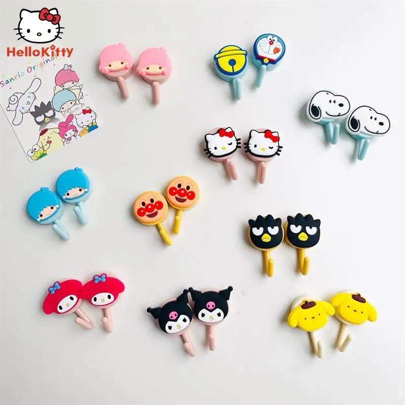 

Крючок для одежды Hello Kittys, Sanrios Cinnamoroll аниме, без следов, липкий крючок, кавайная кухонная стена, без пробивания отверстий, креативный