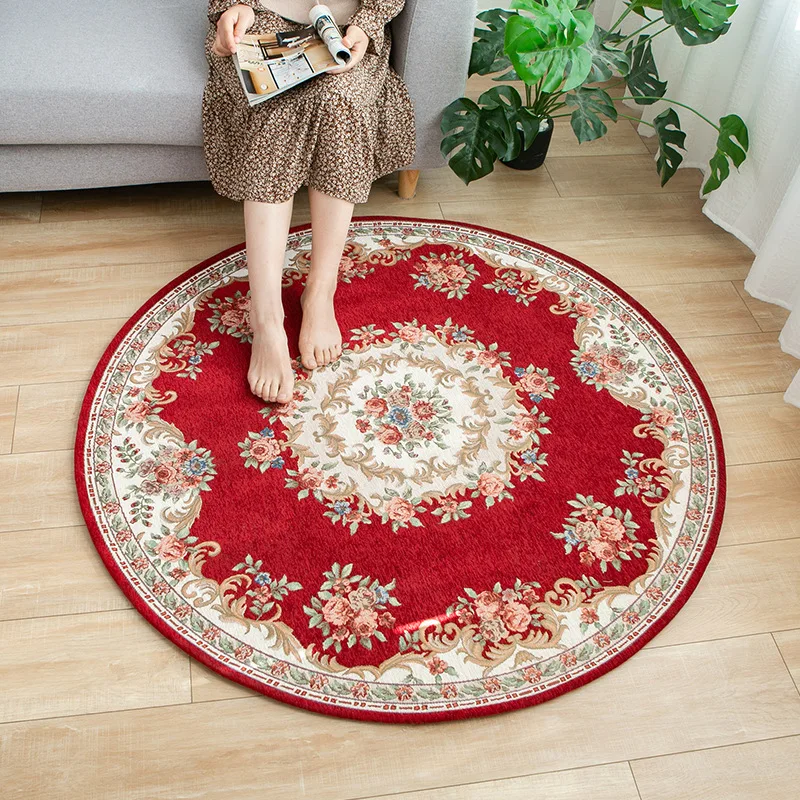 

Jacquard Round Mat for Home Decor Living Room Sofa Chairs Floor Carpets Bedroom Balcony Bedside Area Rugs Washable 90/160cm