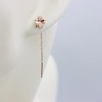 zfsilver new rose diamond set 4 flower earrings sterling 925 silver ear line eardrop hanging jewelry for women gifts girls party