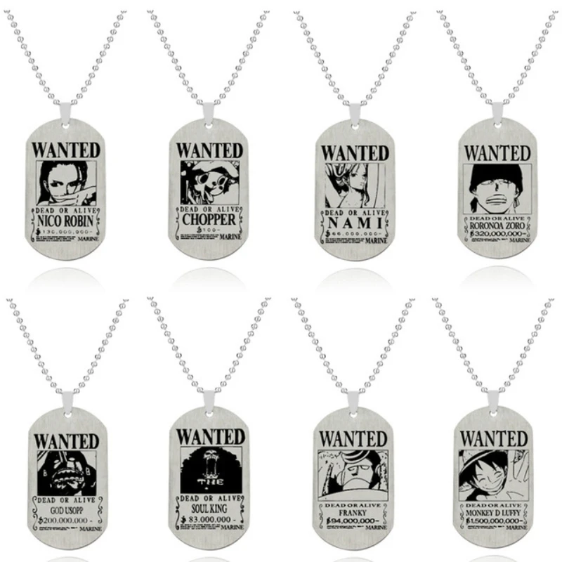 

2022 New One Piece Necklace Anime Luffy Zoro Robin Chopper Warrant Retro Pendant Necklace Men and Women Friendship Collier
