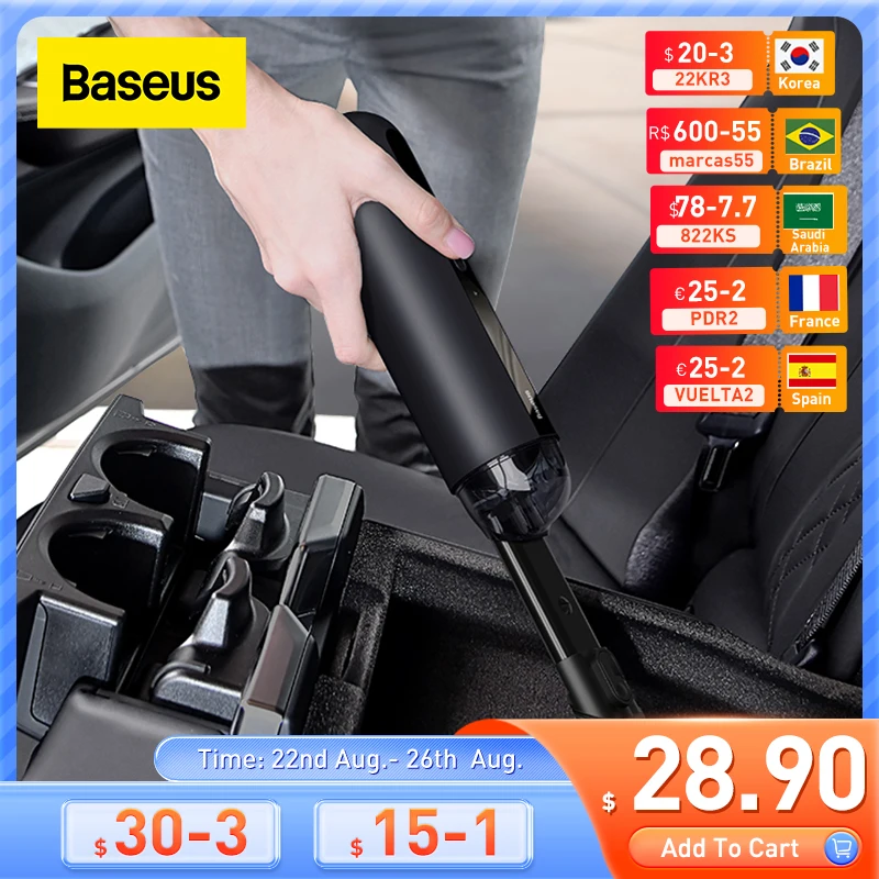 Baseus A2 Car Vacuum Cleaner Mini Handheld Auto Vacuum Cleaner with 5000Pa Powerful Suction For Home & Car & Office