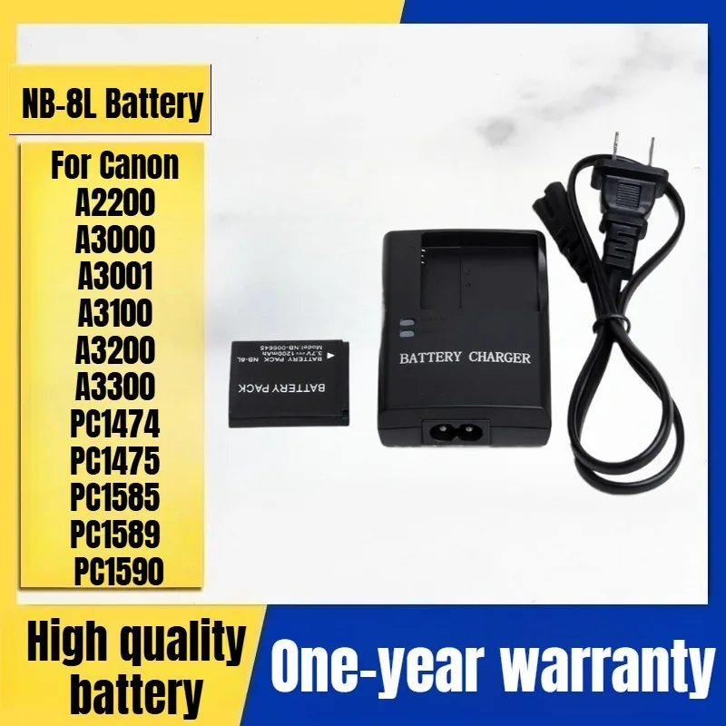 Фото Зарядное устройство NB-8L, аккумулятор для камеры, для Canon A2200 A3000 A3001 A3100 A3200 A3300 PC1474 PC1475 PC1585 PC1589 PC1590 №1