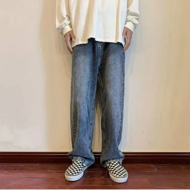 Y2K Man Clothes Streetwear Vintage Oversized Men's Blue Jeans High Street Straight Male Catgo Pants Baggy Trousers Men Teenager