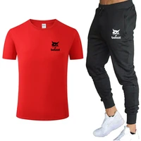 new summer mens set men bobcat logo t shirt trouser sets sportswear jogging pants polos streetwear tops t shirt mens suit