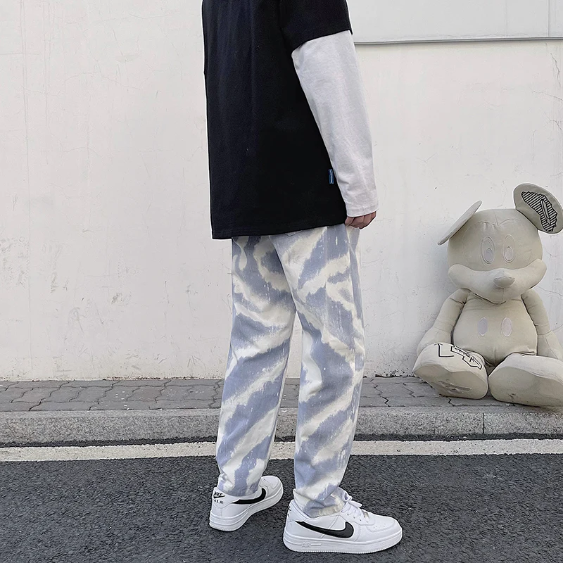 Men's Straight Tube Loose Elastic Waist Drawstring Pants Colored Street Clothes Daily Trousers Korean Street Clothes