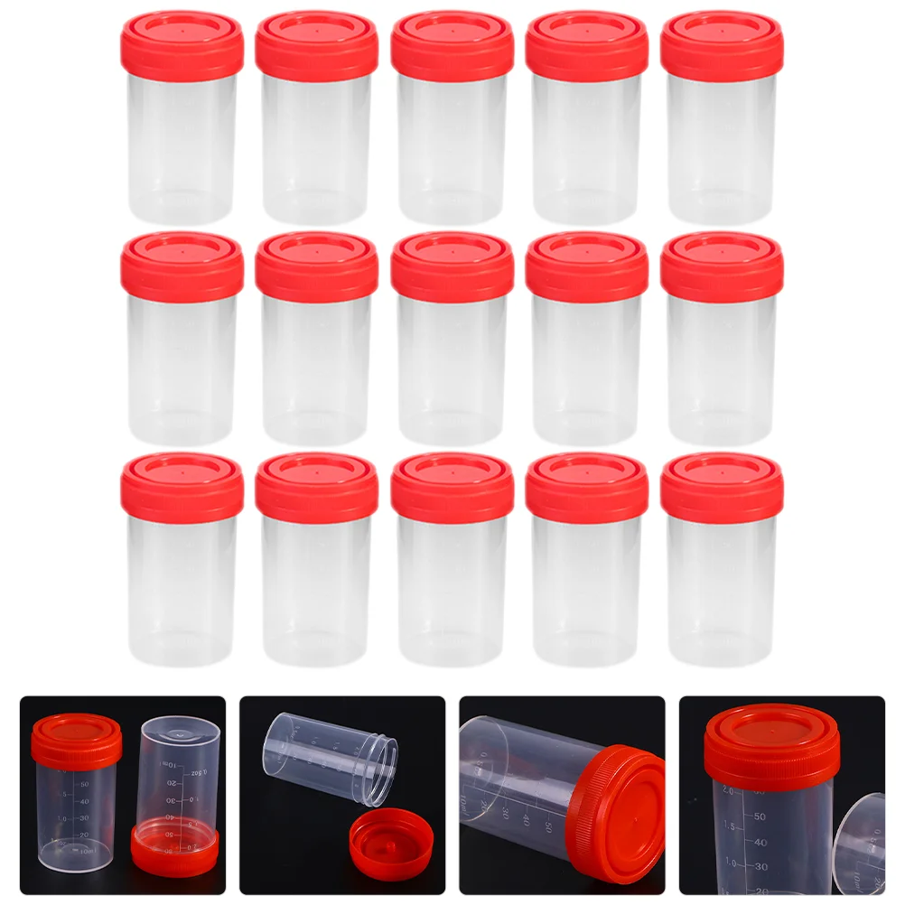 

15 Pcs Sampling Cup Urine Fluid Sample Specimen Cups Lids Containers Plastic Measuring Graduated Pee Testing Women Scale Child