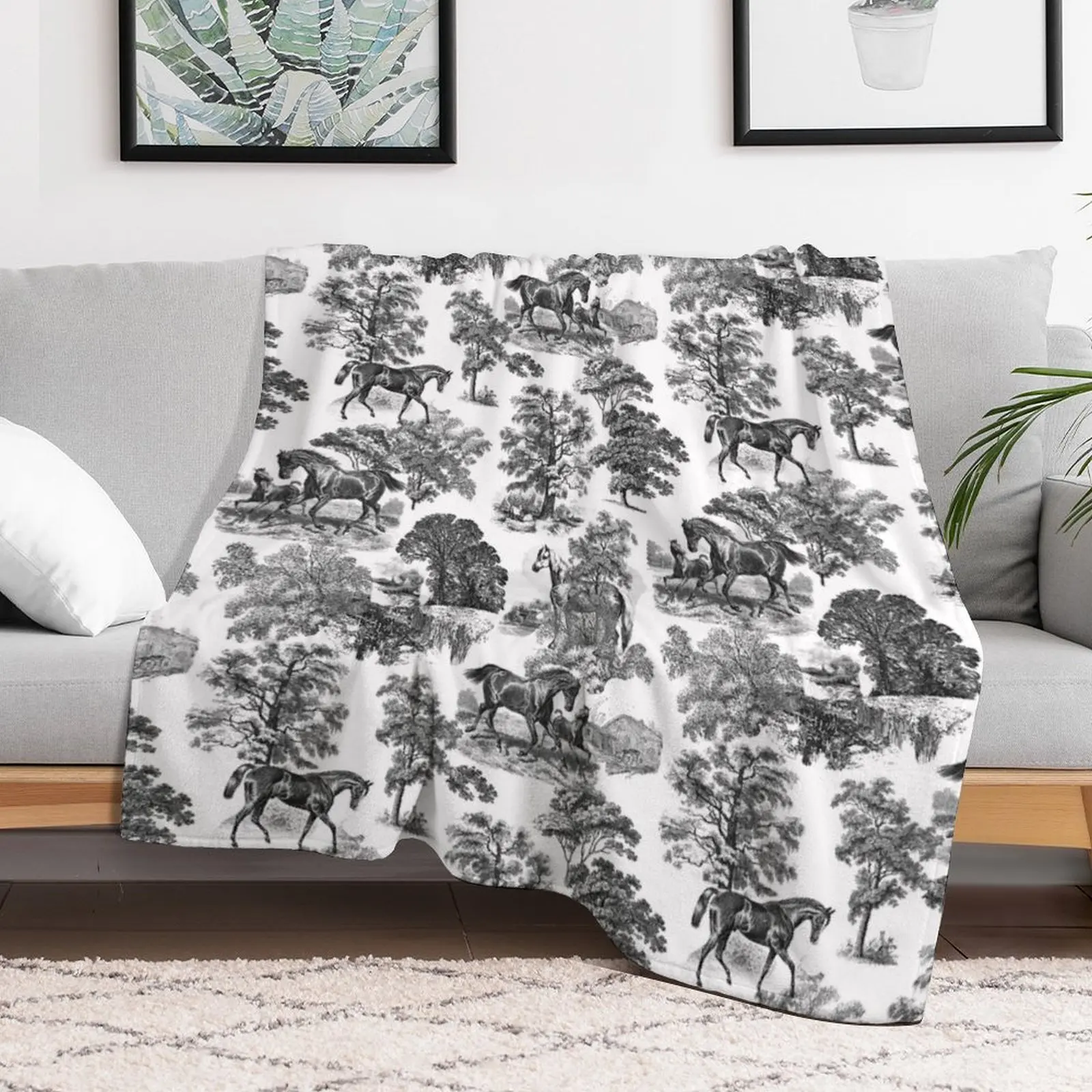 Новое стильное элегантное деревенское черно-белое французское одеяло с узором в