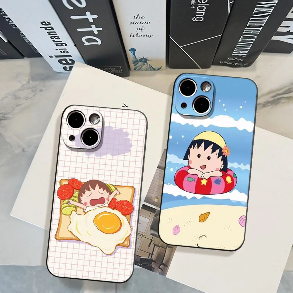 Фото Чехол для телефона HD Cartoon Anime C-Chibi M-Maruko-chan Slim черный, подходит для iPhone 17, 16, 15, 14, 13, 11, X, Xr, Xs Max, Pro Max, Plus, 13 Mini №2