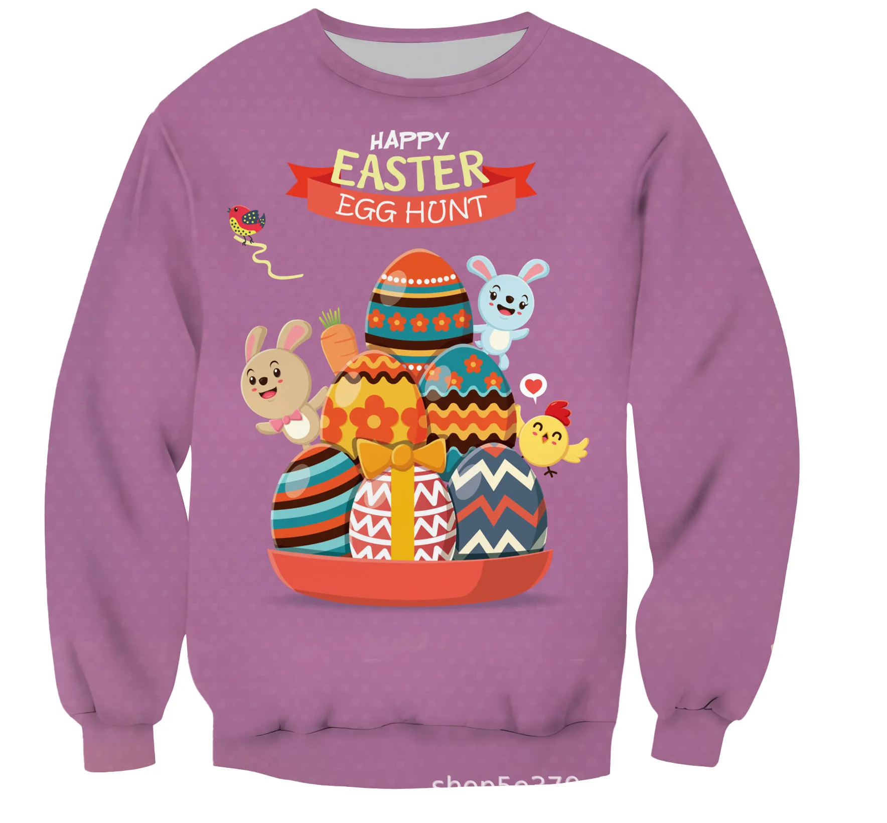 

2022 Пасхальный подарок для вечеринки, Женский свитшот с круглым вырезом, Мужская и Женская флисовая свободная повседневная одежда с 3D принто...