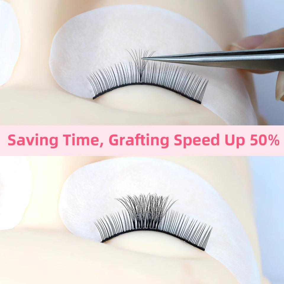 100/300/500 Loose Fans Thin Pointy Base Premade Fans Lash Russian Volume Sharp Narrow Stem Cluster Eyelash Extensions Faux Mink