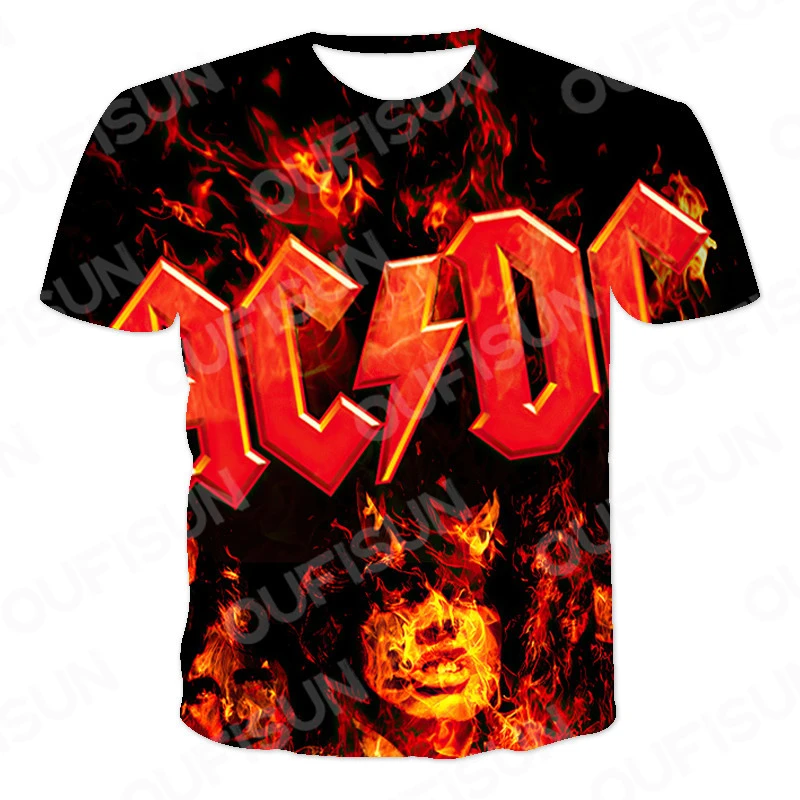 

Summer AC DC 3D Printed Rock & Roll Men's T-Shirt Tee Men Clothing Short Sleeve Top Tees Male Casual Print Top O-Neck Gentleman