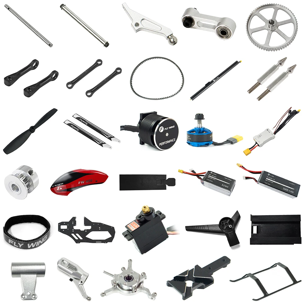 

Flywing FW450L RC Motor ESC Servo Helicopter Parts Original and Upgrade Battery Belt Gear Main Shaft Feathering Shaft RC Parts