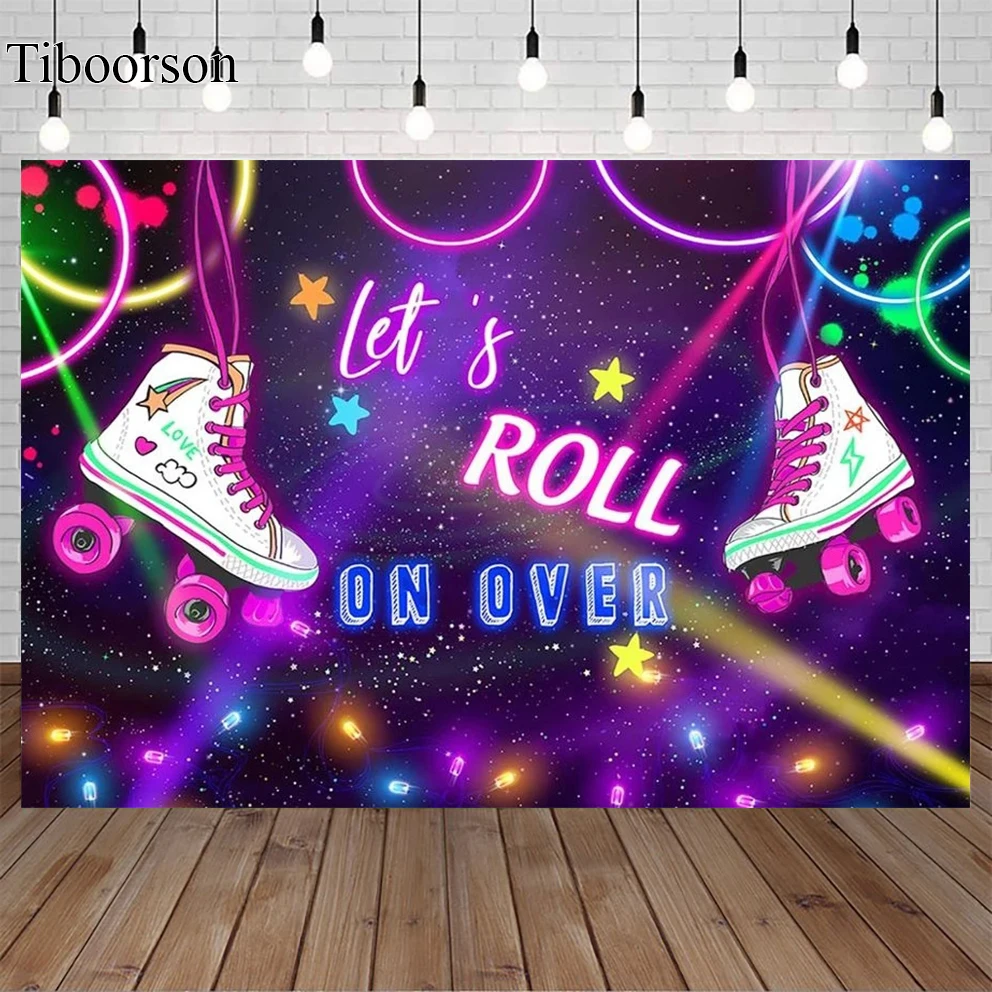 

Фон для фотосъемки с изображением роликовых коньков на день рождения «Let's Roll»