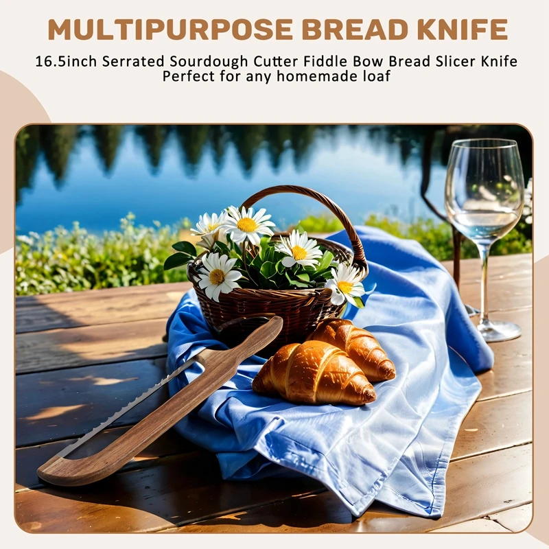 Нож для хлеба деревянный нож с луком домашнего зубчатый 16 5 дюйма резки