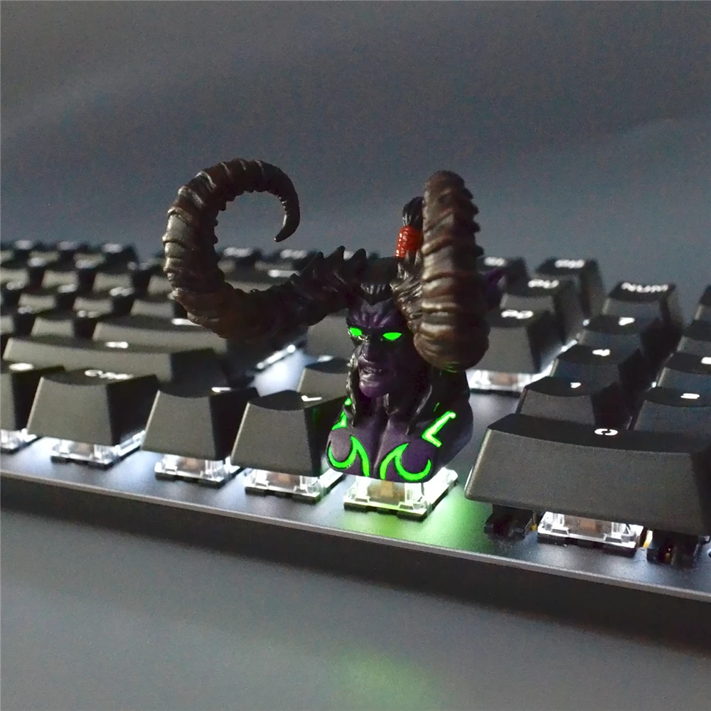 

Key Cap Mechanical Keyboards Keycap World of Warcraft Modeling Illidan Stormrage 3D Resin Cherry MX axis Keycaps R4 Height