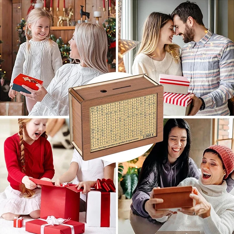 1000/2000/3000/5000/10000 копилка в евро долларах деревянная с отделениями для экономии и