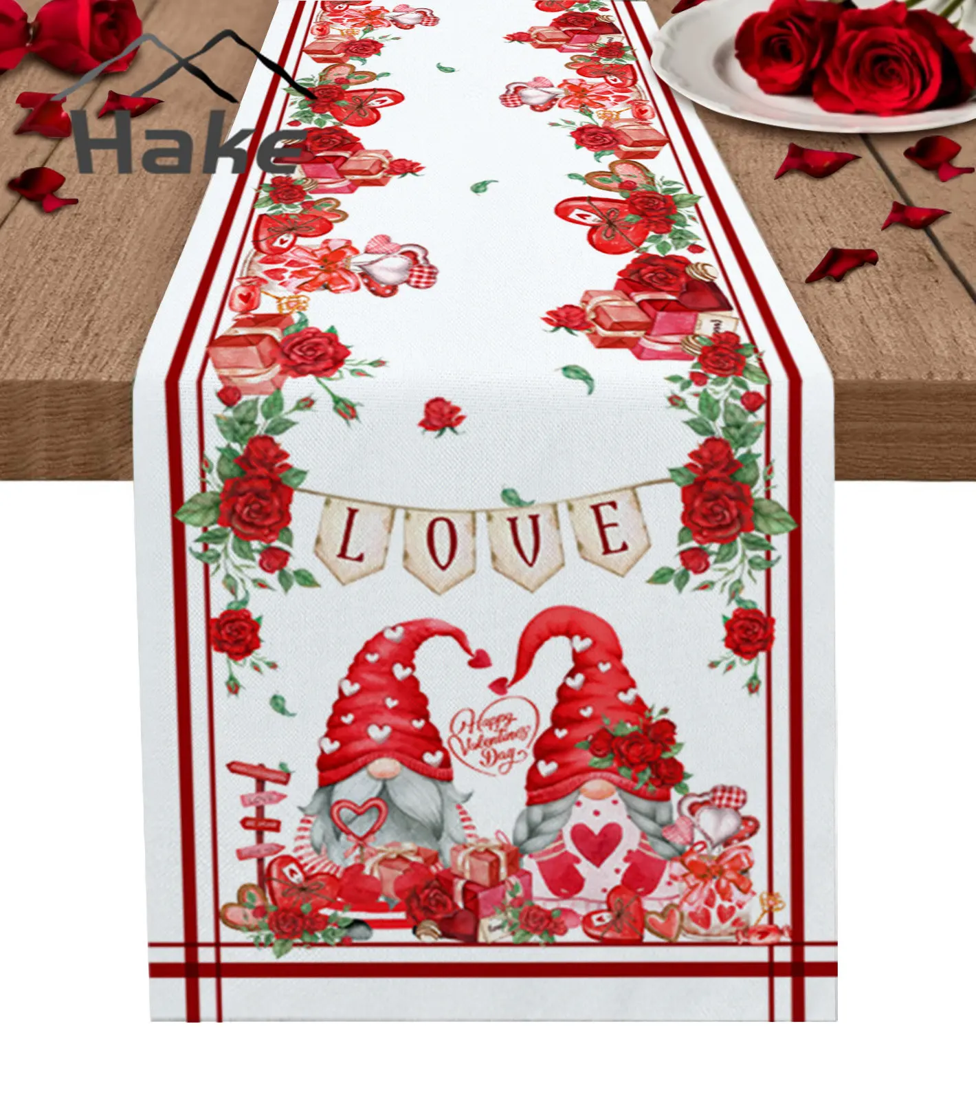 

Подарочная скатерть в виде карликовой розы на День святого Валентина, праздничный обеденный стол, Декоративная скатерть, Свадебный декор, с...