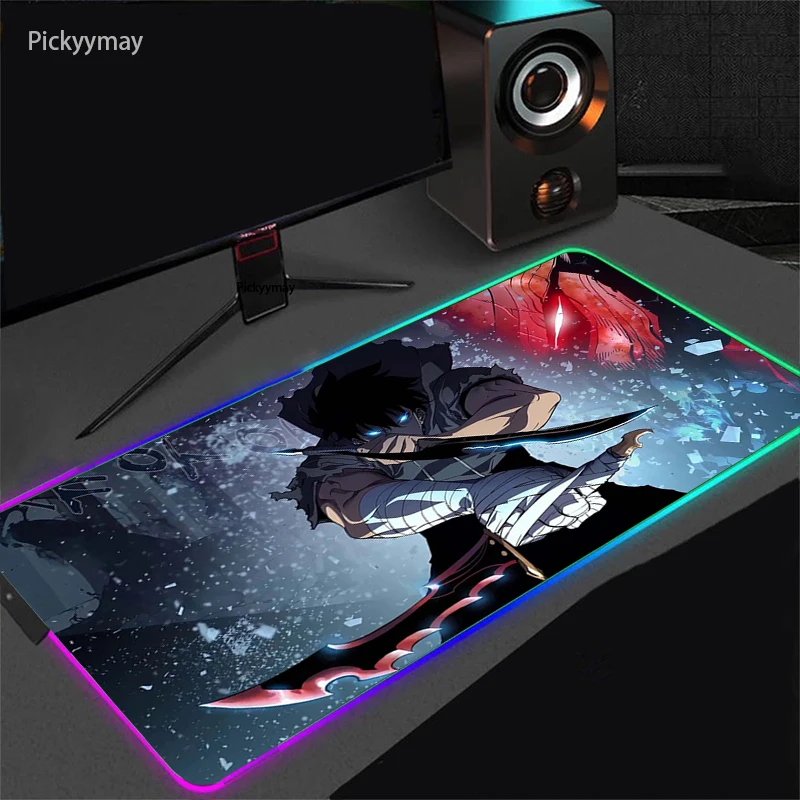 

Solo Leveling RGB Gaming Mouse Pad LED Backlit Anime Laptop Keyboard Mats 900*400 Rubber Anti-slip Desktop Carpet Mousepad XXL