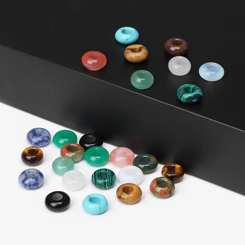 Модные бусины в форме Абака с большими отверстиями из натурального камня Гладкие