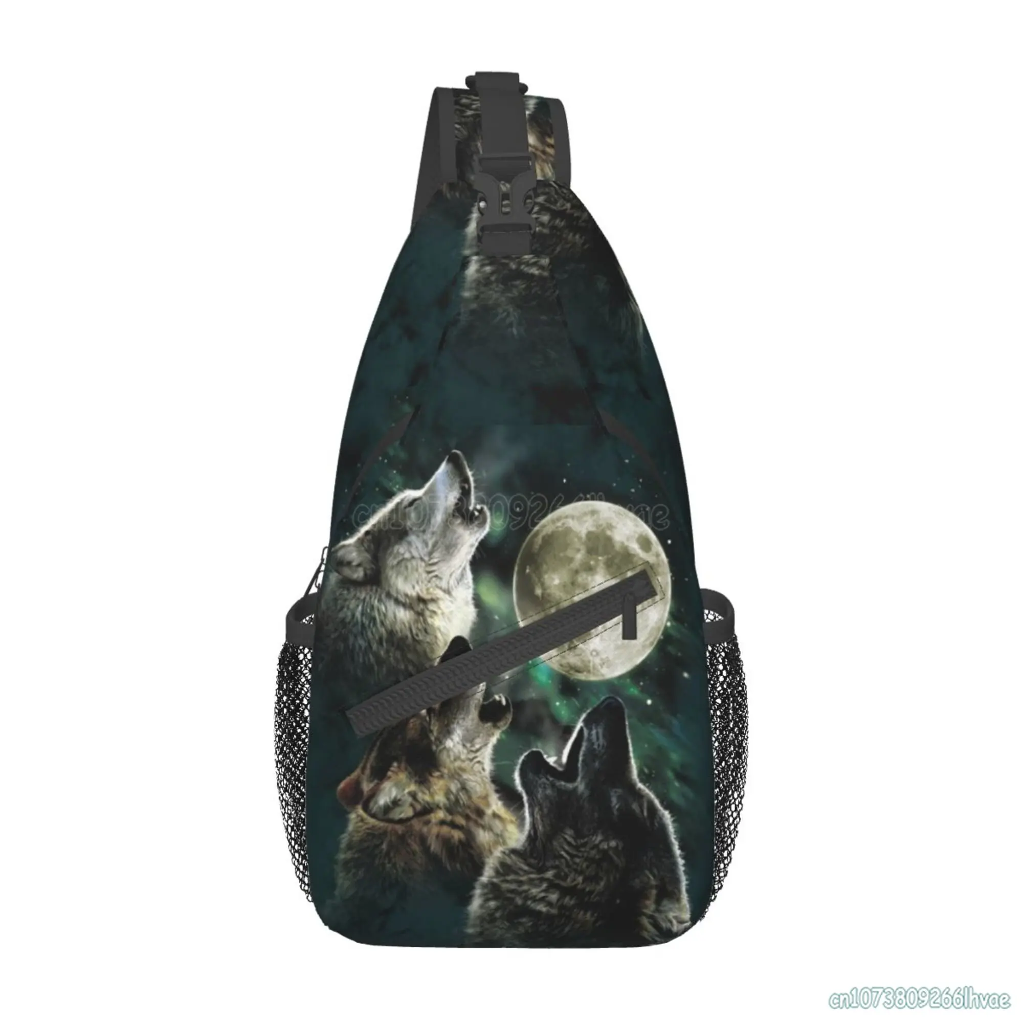 

Cool Wolf Full Moon Sling Backpack Unisex Chest Bags Crossbody Travel Hiking Daypack for Women Men Shoulder Bag Waterproof