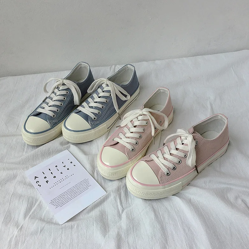 Summer New Sky Blue Low Top Canvas Shoes for Women Fairy Powder Casual Sports Shoes Fashionable 1970s Canvas Shoes for Women