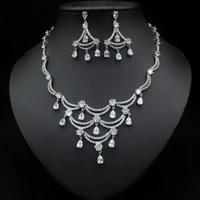 funmode explosive european and american exquisite zircon inlaid earrings necklace temperament noble wedding dress jewelry fs395