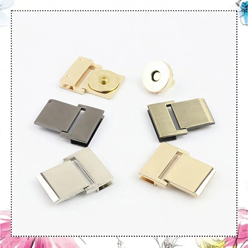 

10Pcs 24X31mm Square Bag Magnetic Button Lock Clasp Metal Handbag Pushed Lock Snap Buckle Hook Replacement Closure Accessories