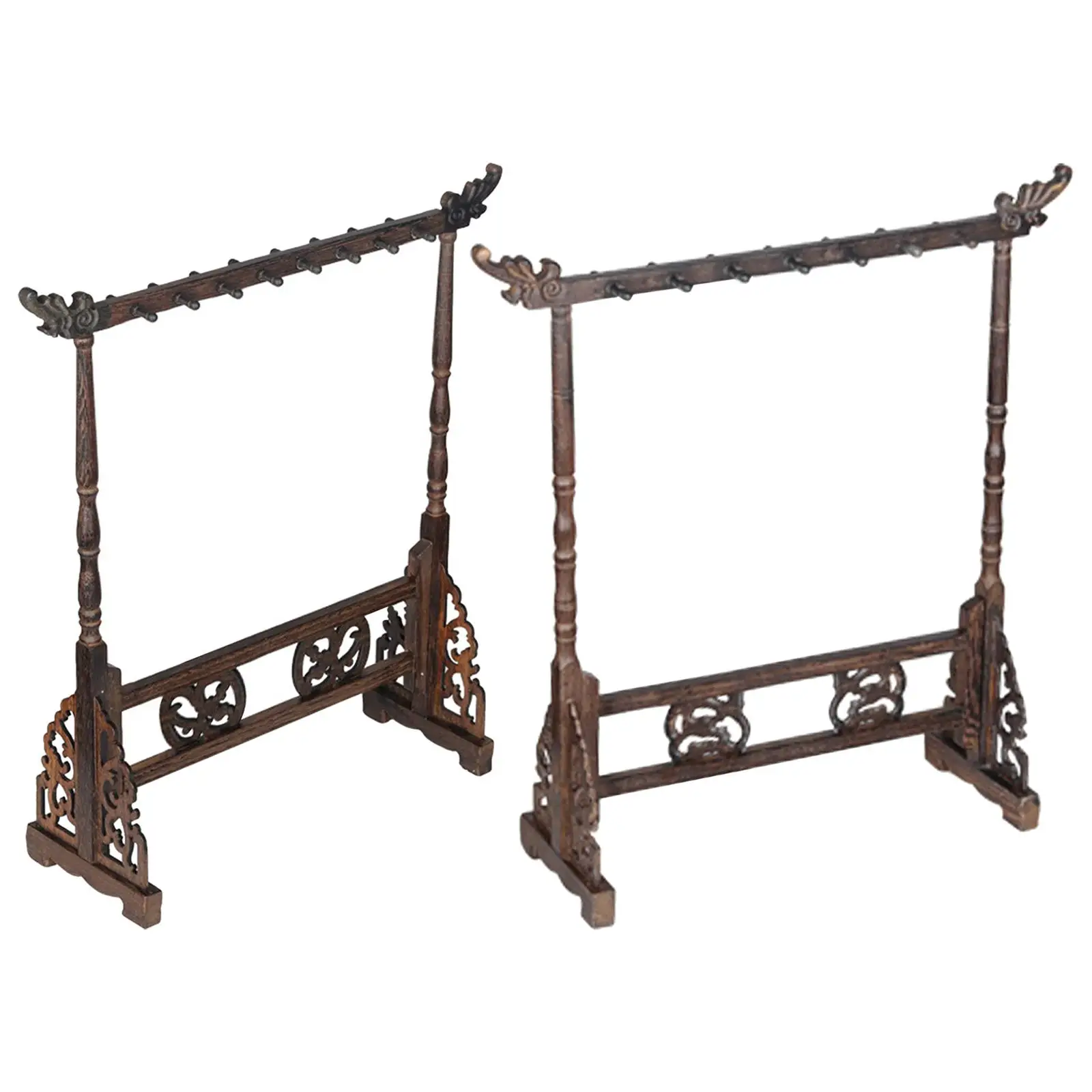 

High Quality Wood Traditional Chinese Brush Holder Calligraphy Holder Stand 12 Hook Brush Stand Hanging Pen Holder