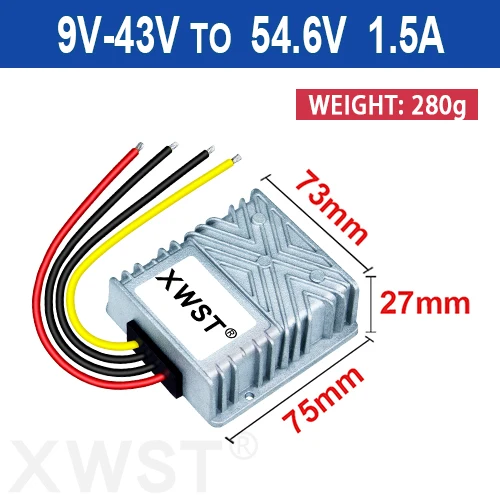 

XWST Зарядное устройство постоянного тока от 12 В, 24 В, 36 В до 48 В, 9–43 В до 54,6 В, 58,4 В, модуль литий-свинцово-кислотного преобразователя постоянного тока для 1 А, 1,5 А, 2 А