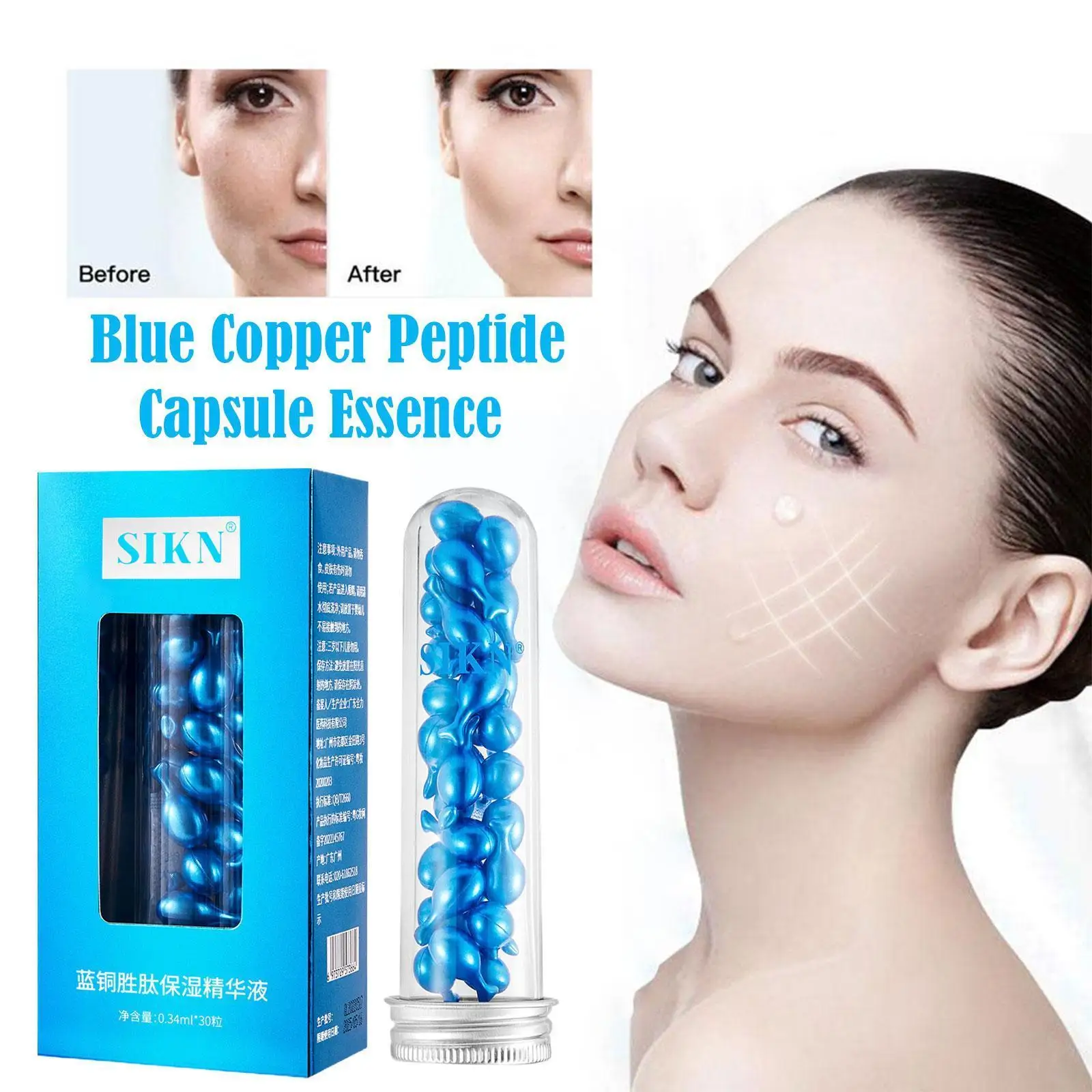 

Blue Peptide Capsule Essence Face Serum Repair Soft Type Aging Skin Squalane Application Moisturizing Anti Ca T5y8