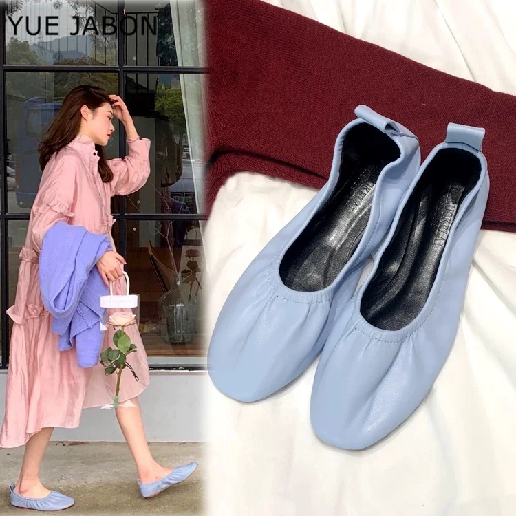 Туфли-лодочки женские демисезонные из натуральной кожи на плоской подошве