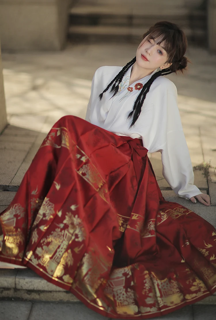 Юбка ханьфу в китайском стиле оригинальный костюм династии мамианкун плетеная