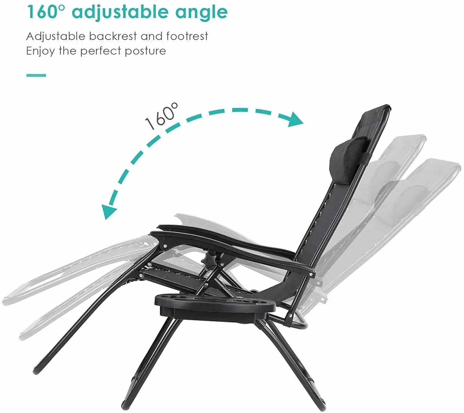 2 шт. Складной садовый шезлонг с подставкой цвета