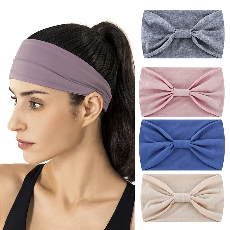 

Women Solid Color Elastic Fabric Sports Hair Band Wide Edge Yoga Headband Fashion Headwear Hair Accessories Outdoor