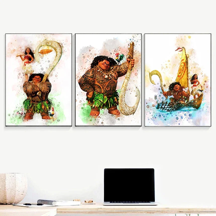 Постеры и принты диснеевских Моаны акварелью художественные картины на холсте