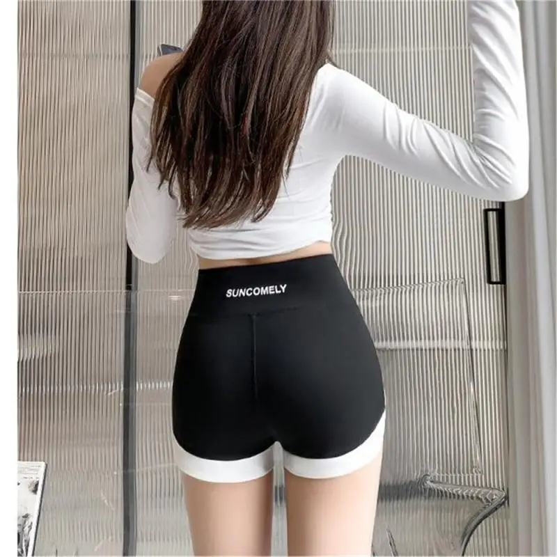 Летние тонкие шорты контрастных цветов леггинсы с завышенной талией можно