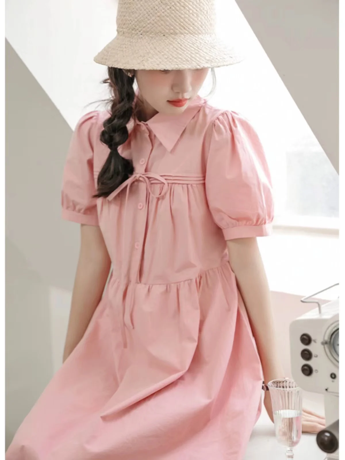 Женское платье-рубашка с отложным воротником повседневное элегантное