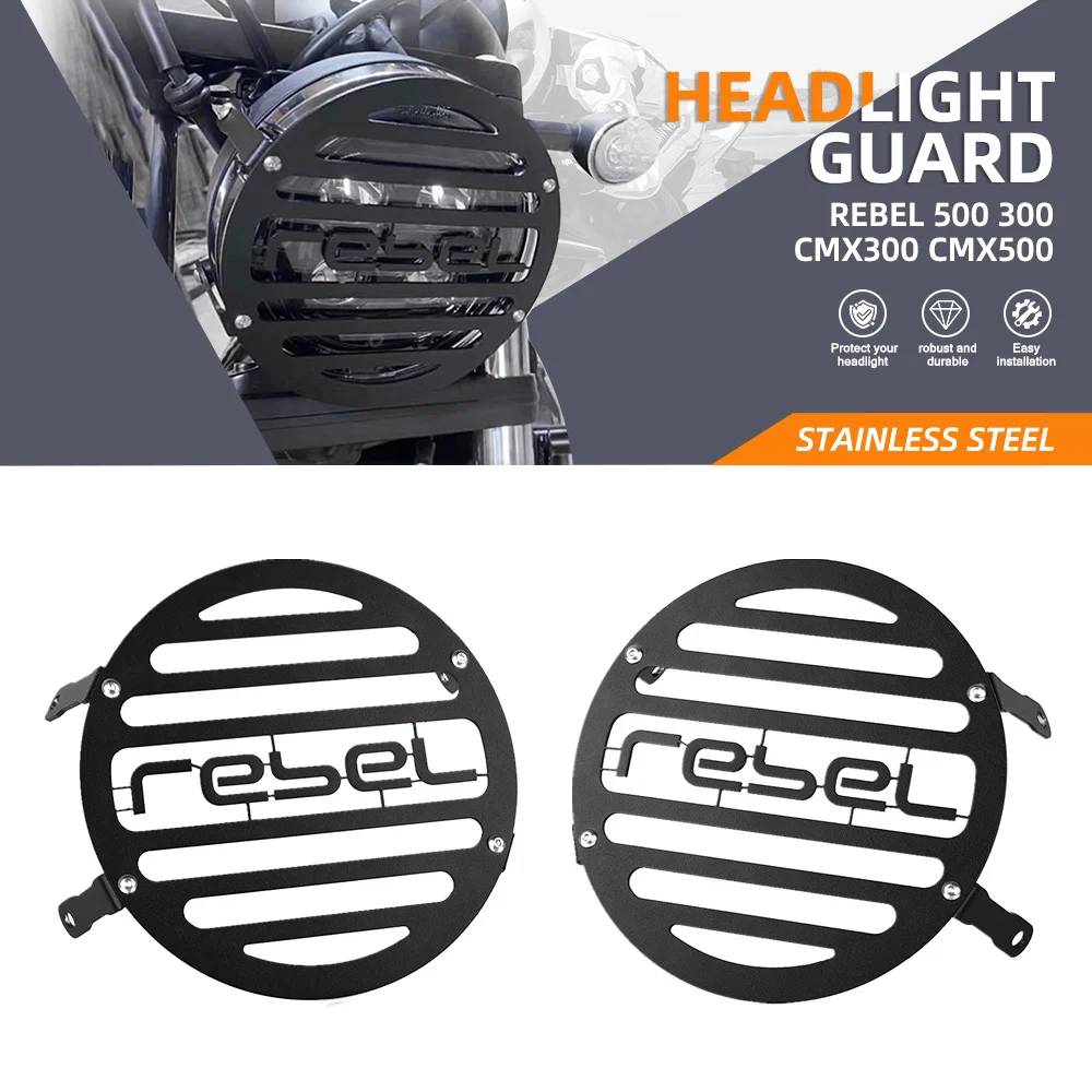 

FOR HONDA REBEL500 REBEL300 CM500 CM300 CMX500 CMX300 CMX CM REBEL 500 300 Headlight Guard Headlamp Protector Cover