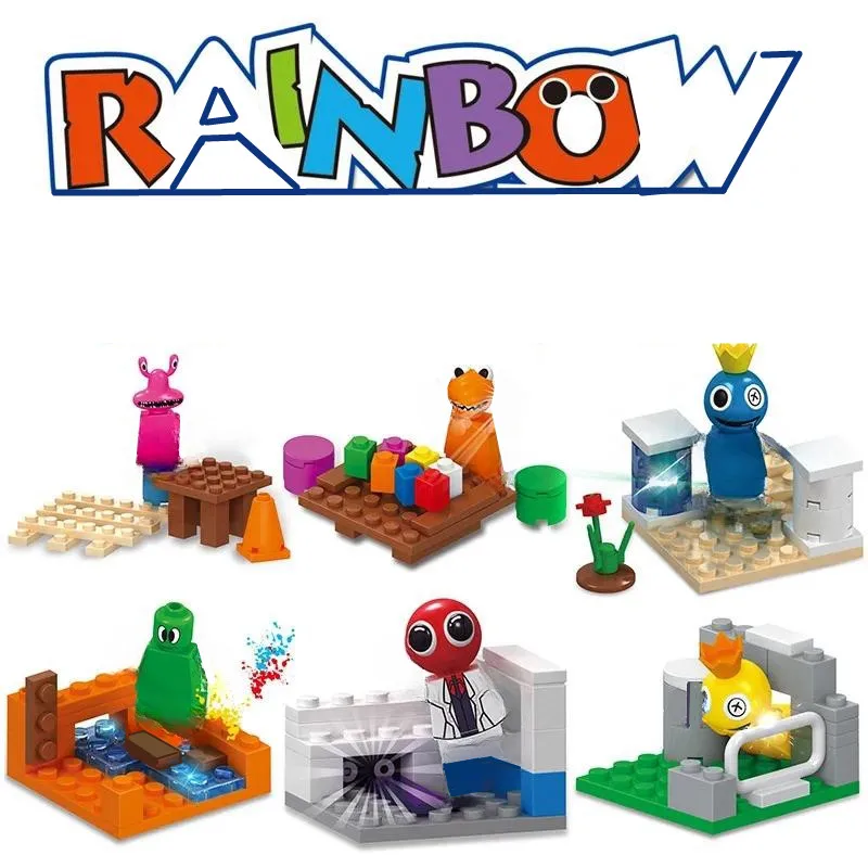 

Horror Game Rainbow Model Friend Blocks Mini Assembled Building Blocks Scene Toy Action Figures Blue Green Man Model Bricks