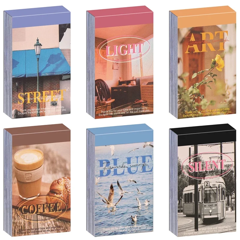 

NEW-300Pcs Aesthetic Scenery Sticky Book Style Deco Stationery Scrapbooking Decorative Background Stickers Sticky Notes