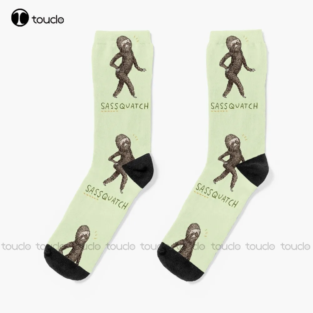 

Sassquatch Socks Black Socks For Men Street Skateboard Socks 360° Digital Print Design Cute Socks Creative Funny Socks