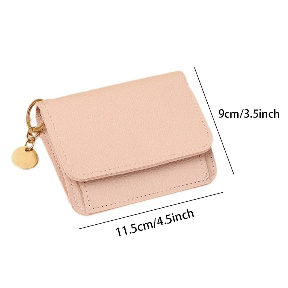 Винтажный однотонный короткий кошелек портативный двухслойный для монет женщин
