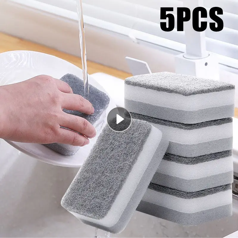 

5Pcs Double-sided Cleaning Spongs Household Scouring Pad Kitchen Wipe Dishwashing Sponge Cloth Dish Cleaning Towels Accessories