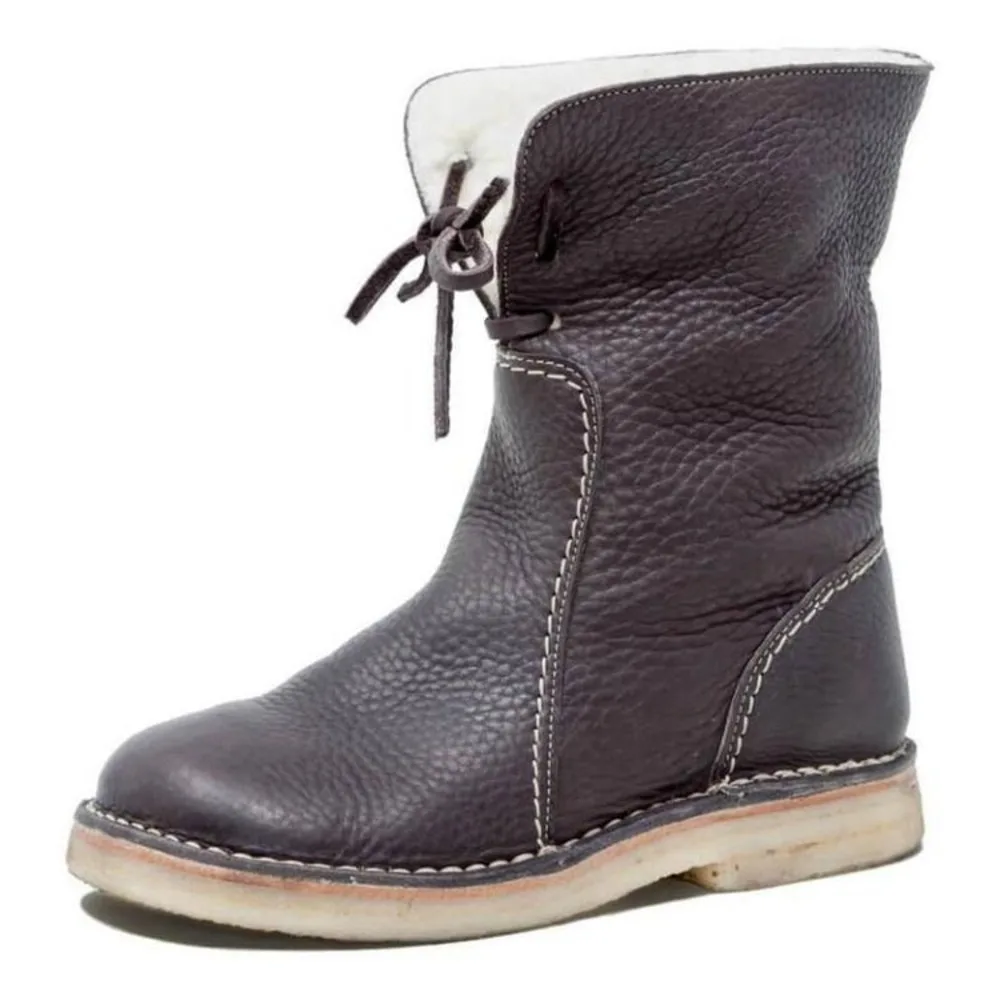 

Lady Flat Lace-up Snow Boots 2022 Winter Spring New Large 43 Versatile Medium Boot Women's Cotton Martin Booties Female Botas