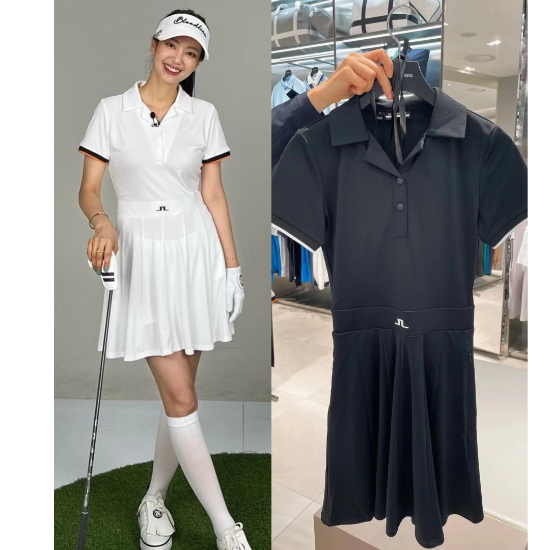 

2023 New Golf Women's Dress Contrast Knitted Top Vintage Comfortable Fashion Versatile Classic Colors