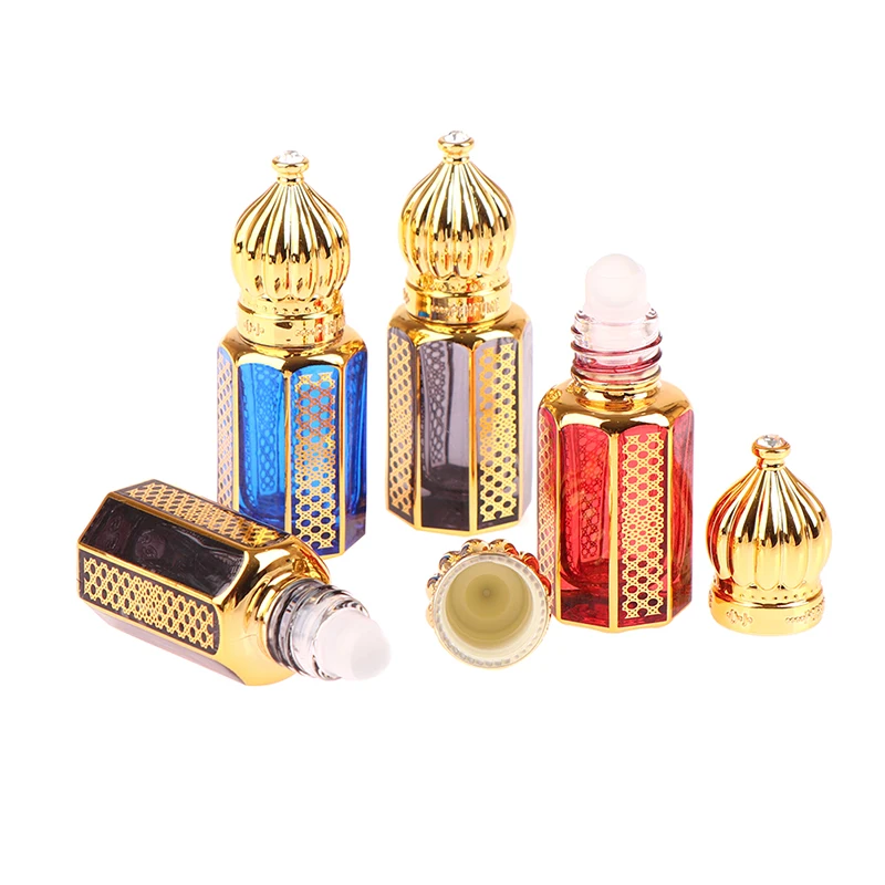 

6ml Essential Oil Roll-On Bottle Luxury Style Golden Refillable Travel Perfume Bottle Glass Roll-on Bottle Sample Container New