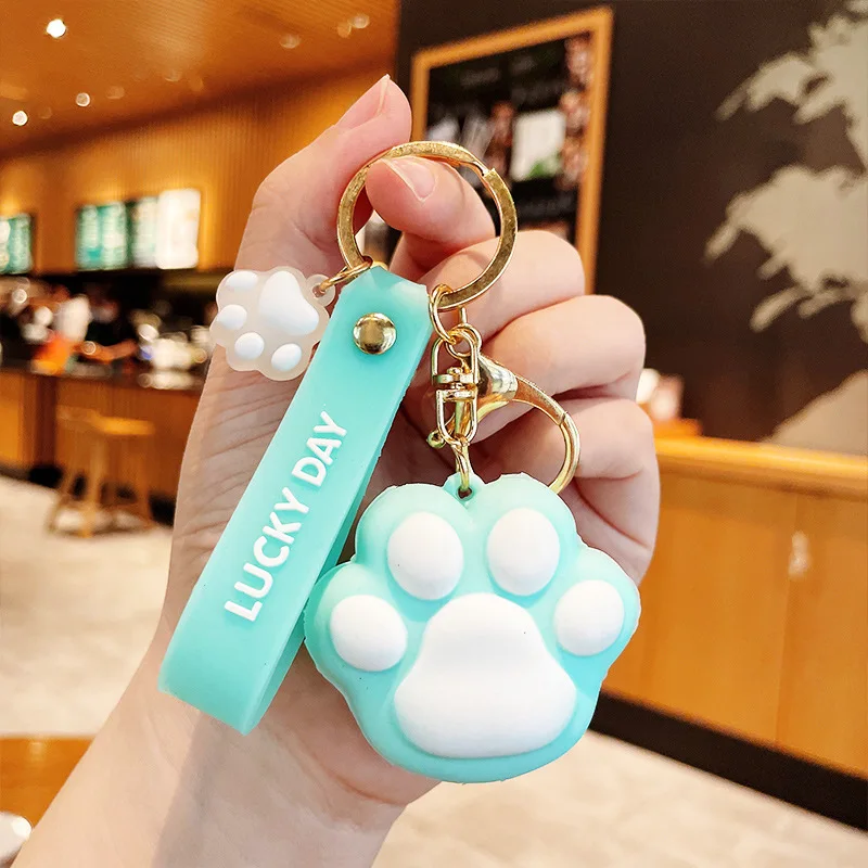 Cat Paw Colorful Keychain Cute Soft Cartoon Creative Key Chain Backpack Accessories Jewelry Bag Pendent Gift for Woman Girls images - 6