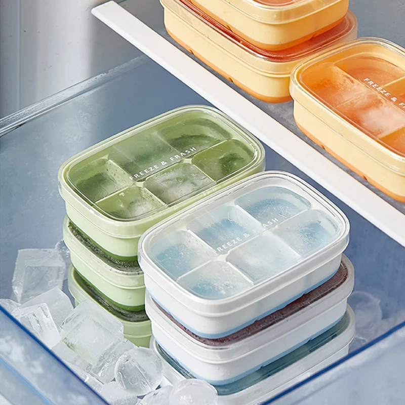 Molde de silicona para hacer cubitos de hielo, utensilio de cocina para hacer cubitos de hielo congelados, tapa DIY, 8 rejillas, fondo suave